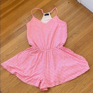 Gap striped layered pink romper